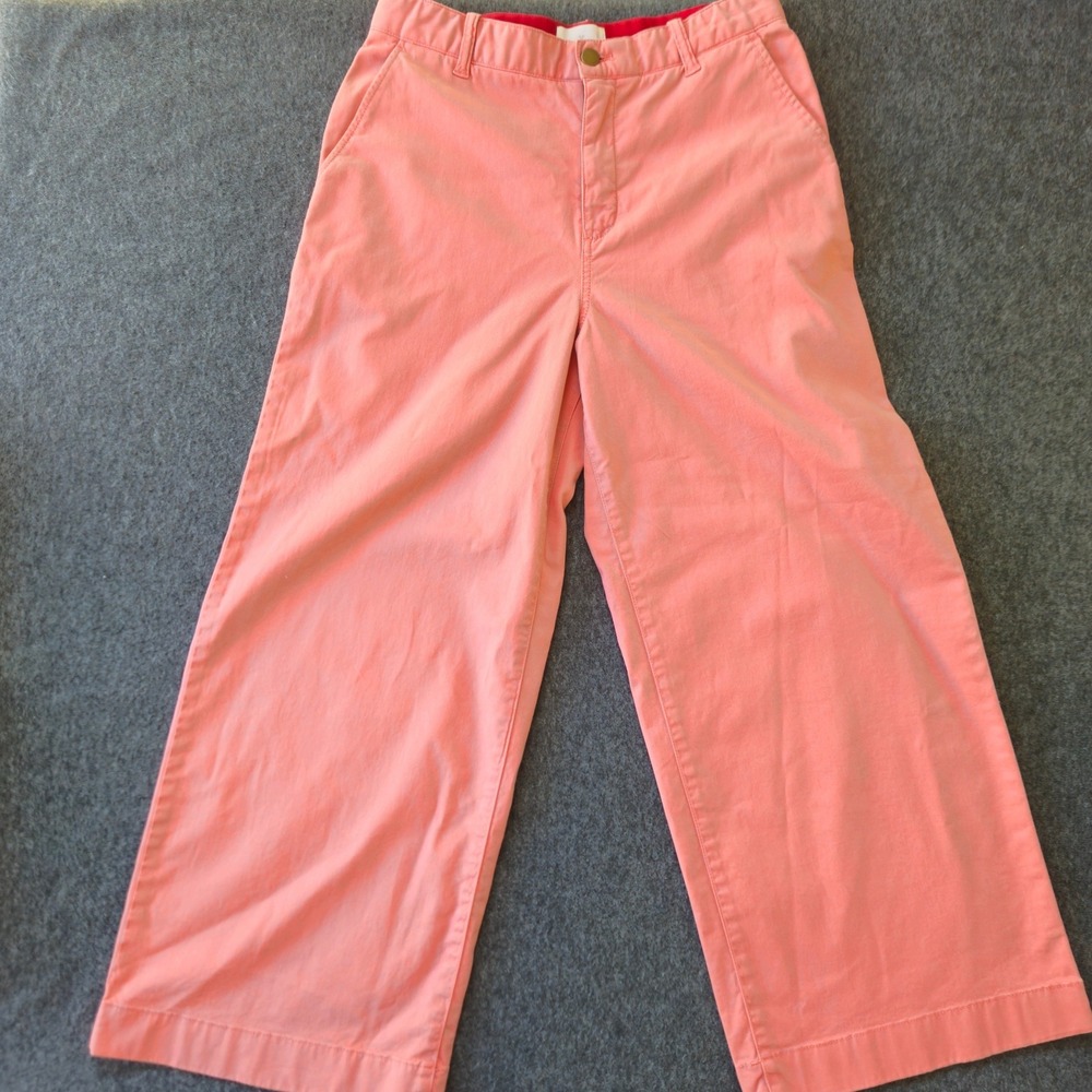 Caslon Wide Leg Pants Size 8 Coral Stretch Cotton Chino Coastal Brunch Beachy